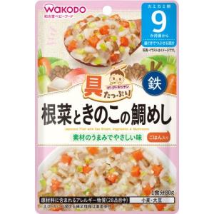 和光堂　具たっぷりグーグーキッチン　根菜ときのこの鯛めし　８０ｇ/ベビー　主食｜v-drug