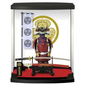ミニ武者セット 赤鎧拵え 豪華3段飾り 特製ケース付き 組み立て簡単