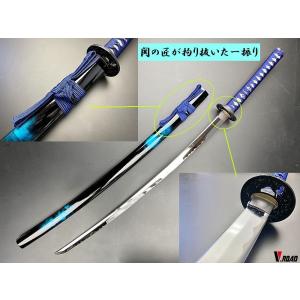 美術刀剣 模造刀 マーブル 青 大刀 並刀身 ...の詳細画像3