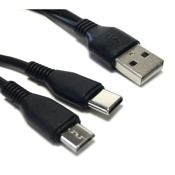 AGG USB 二股ケーブル USBA オス から マイクロUSB &amp; タイプC 延長ケーブル デー...