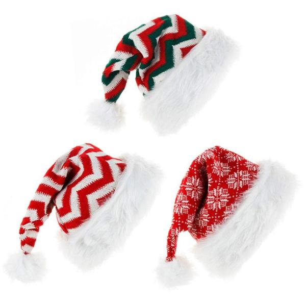 IRIWA サンタ帽子 クリスマス柄 編み物 ニット帽子 厳選のクリスマスハット ふわふわ 暖かい ...