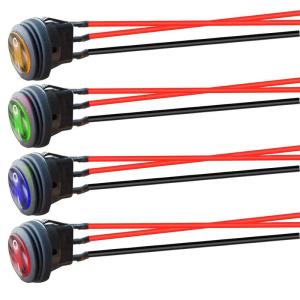 Kiligen 4個 12V-24VDC/10A配線済み防水丸型ロッカートグルスイッチ、LEDインジケータ付き、3ピンSPST