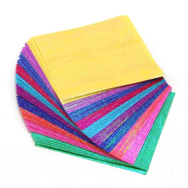 折り紙 キラキラ 50枚 10色 15cm角 おりがみ 折り紙セット 片面おりがみ カラフル ペーパ...