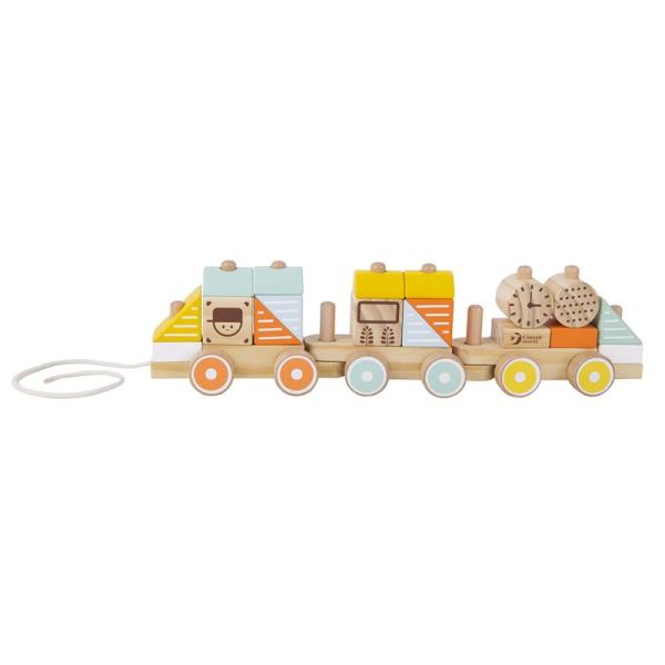 電車 おもちゃ 木製 プルトイ 引っ張る 車 積み木 1歳 知育玩具 木製玩具 Classic Wo...