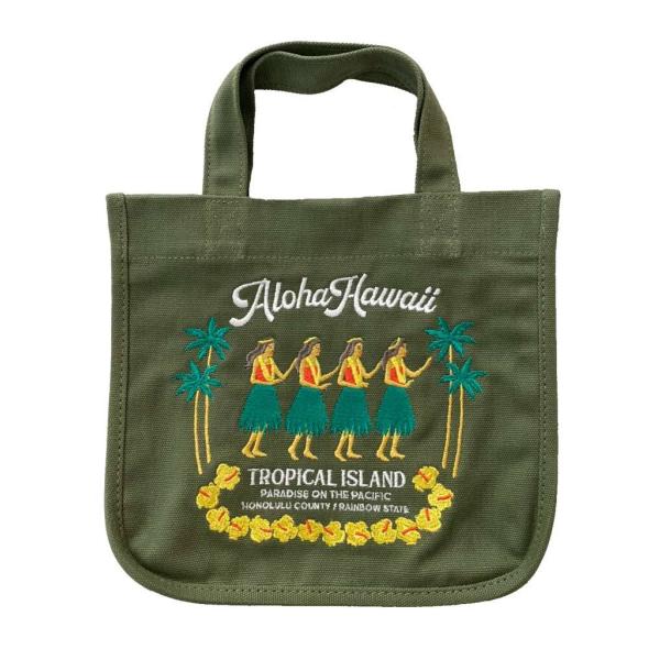 ハワイアン雑貨 小さめ 刺繍 トート バッグ ミニトートバッグ フラ かわいい 素材 バック