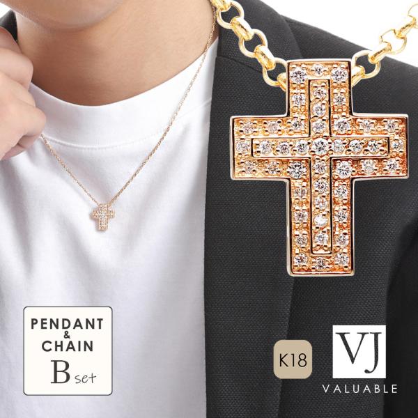 VJ【ブイジェイ】 18金 メンズ ネックレス K18 ダイヤモンド イエローゴールド「ベイビー M...