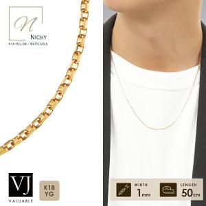 18金 メンズ ネックレス 18k ホワイトゴールド「8面 カット Nicky