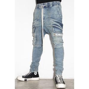 送料無料 ボトムス A.F ARTEFACT エーエフ アーティファクト Indigo Denim Cargo Sarouel Skinny / インディゴブルー