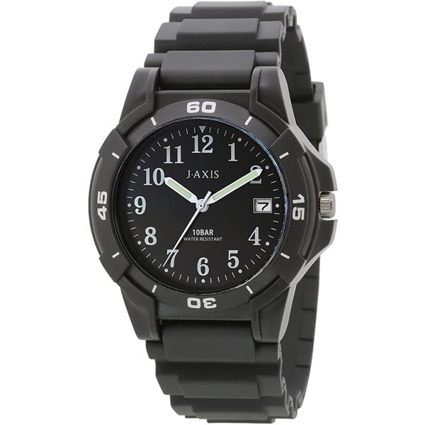 腕時計 10気圧防水 日付表示 見やすい文字盤 軽い NAG50-BK ブラック