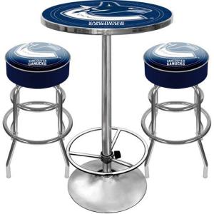 Vancouver Canucks Gameroom Combo - 2 Bar Stools and Table Set