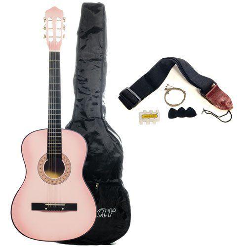 Beginner 38 Inch Pink Acoustic Guitar with Gig Bag...