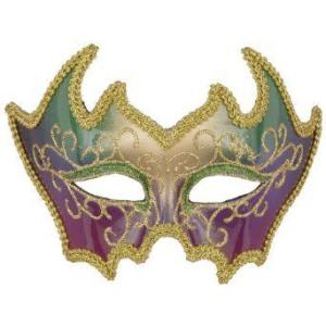 Forum Deluxe Mardi Gras 1/2 Face Mask, Green/Gold/Purple, One Size｜value-select