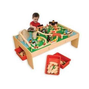 kidkraft mountain waterfall train set and table