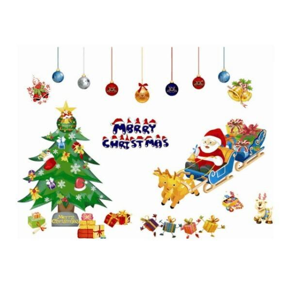 ウォールステッカー クリスマス クリスマスツリー 飾り サンタクロース トナカイ 北欧 壁 ウインド...