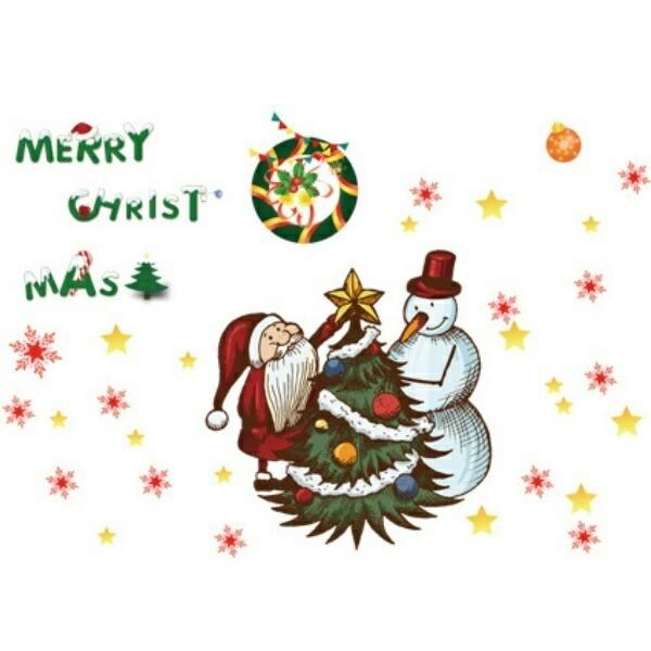 ウォールステッカー クリスマス サンタ クリスマスツリー ガラス トナカイ 北欧 ウィンドウ vr0...