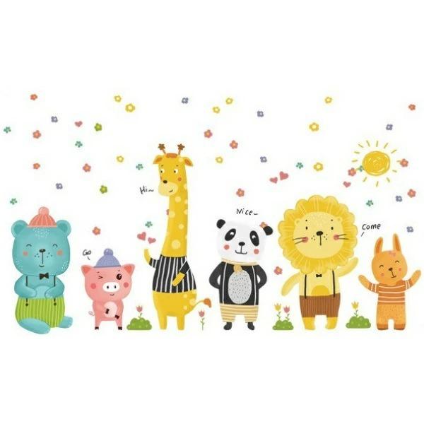 ウォールステッカー 動物 子供部屋 植物 花 ステッカー きりん かわいい 女の子 男の子 誕生日 ...