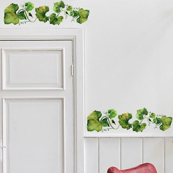 ウォールステッカー 植物 グリーン 花 北欧 カフェ おしゃれ モダン 階段 窓 草 リーフ 枯れ葉...