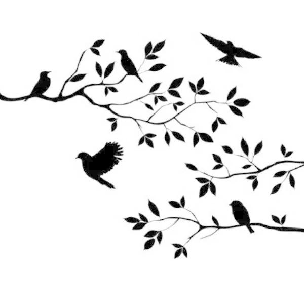 ウォールステッカー 動物 植物 花 おしゃれ 木 モノトーン 北欧 カフェ モダン 鳥 モノクロ 窓...