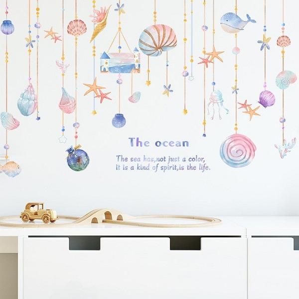 ウォールステッカー おしゃれ 海 子供部屋 魚 南国 貝殻 モダン 瓶 クジラ クラゲ ヒトデ 窓 ...