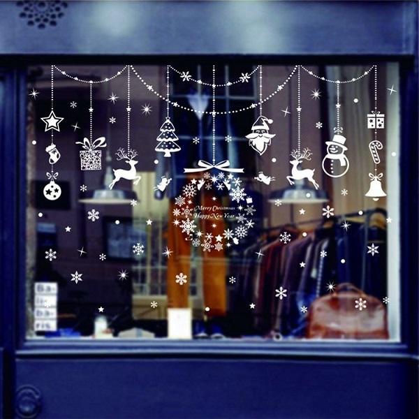 ウォールステッカー クリスマス 白 サンタ クリスマスツリー おしゃれ ウィンドウ 窓 トナカイ サ...