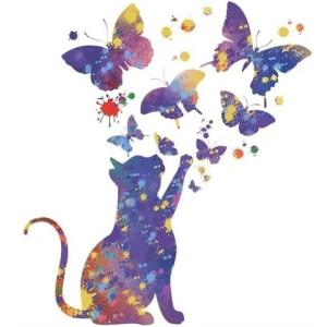 ウォールステッカー 蝶 動物 猫 おしゃれ ねこ ネコ 子供部屋 北欧 カフェ モダン 扉 ドア かわいい 可愛い ステッカー 壁紙 インテリア ドット 玄関 vr02775