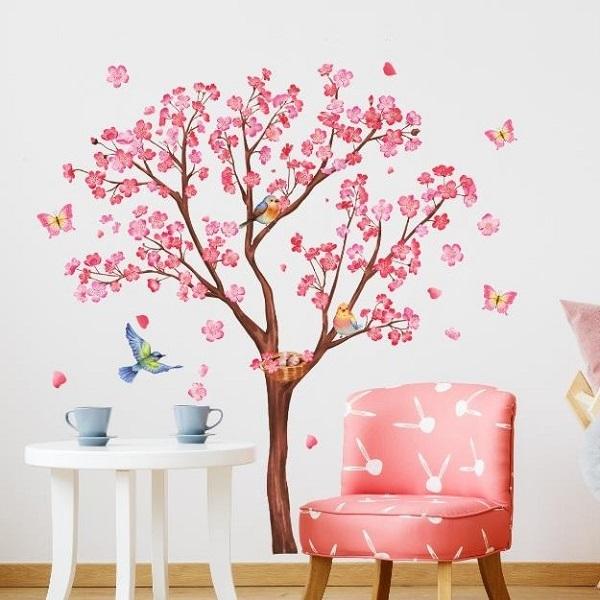 ウォールステッカー 植物 花 木 桜 梅 蝶 さくら サクラ 鳥 インテリア シール 壁紙 花見 お...