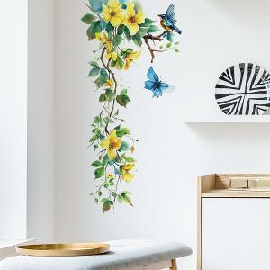 ウォールステッカー 花 植物 おしゃれ 鳥 蝶 南国 はがせる 窓 青 賃貸 黄色 キッチン インテリア トイレ かわいい 扉 洗面所 エレガント 枝 葉っぱ 玄関 階段