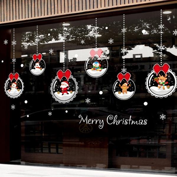 ウォールステッカー クリスマス サンタ クリスマスツリー おしゃれ はがせる 白 ウィンドウ 窓 ガ...