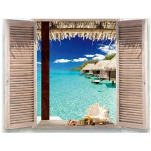 ウォールステッカー 窓 南国 ビーチ 海 風景 ...の商品画像