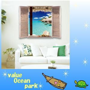 ウォールステッカー 窓 南国 ビーチ 海 風景...の詳細画像1