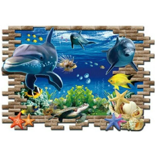 ウォールステッカー イルカ 海 動物 ステッカー 海中 子供部屋 トリックアート 子供 壁紙 風景 ...