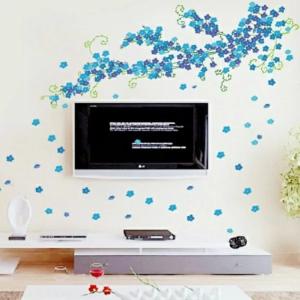 ウォールステッカー アイビー 花 植物 ステッカー フラワー モダン アイビー カフェ 木 青い シール 壁紙 壁材 ウォールペーパー 文字 英文 台所 英字 vr0762