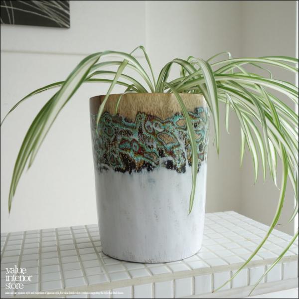 モンキーポッド総無垢材 プランツカバーS 鉢カバー プランツポット 植木鉢カバー 天然木 ナチュラル...