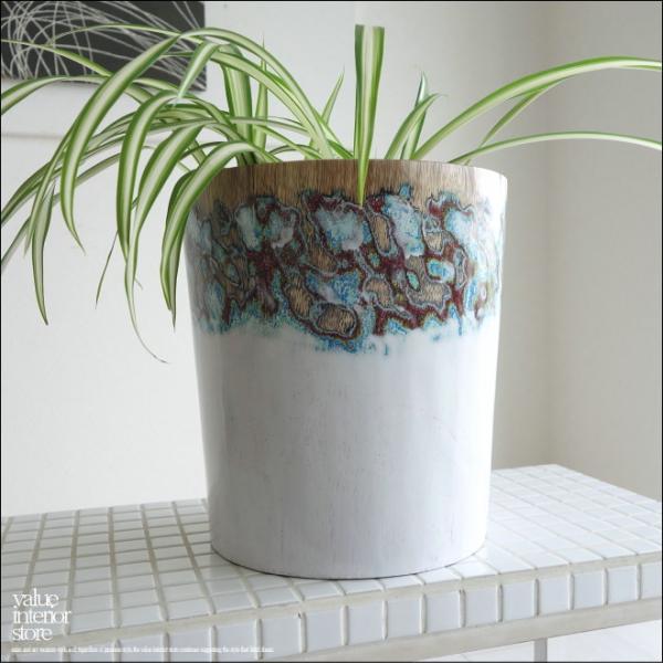 モンキーポッド総無垢材 プランツカバーM 鉢カバー プランツポット 植木鉢カバー 天然木 ナチュラル...