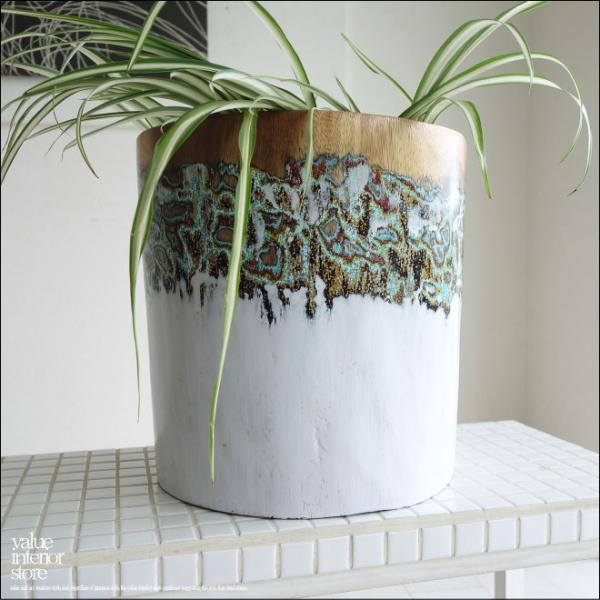 モンキーポッド総無垢材 プランツカバーL 鉢カバー プランツポット 植木鉢カバー 天然木 ナチュラル...