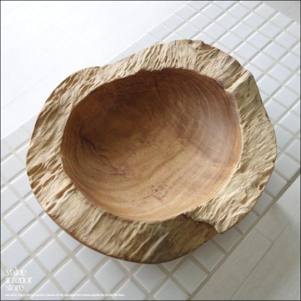 チーク総無垢プリミティブトレイ 飾り鉢N25cm ボウル 小物入れ ナチュラル 天然木 ボウル 鉢 ...