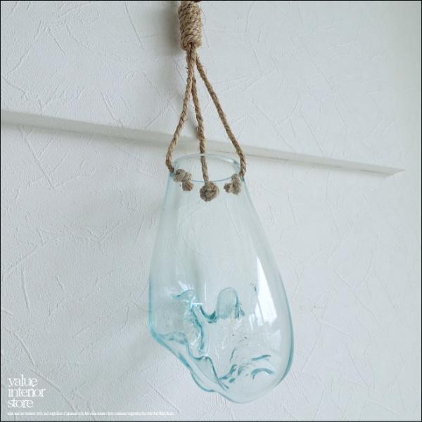 ハンギングフラワーベースNawaS01 花瓶 プリミティブガラスベース 壁掛け 花器 吹きガラス 手...