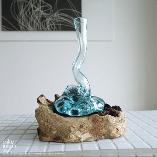 硝子フラワーベースTwis/02 花瓶 プリミティブガラスベース 手作り 一輪挿し 一点物 ハンドメ...