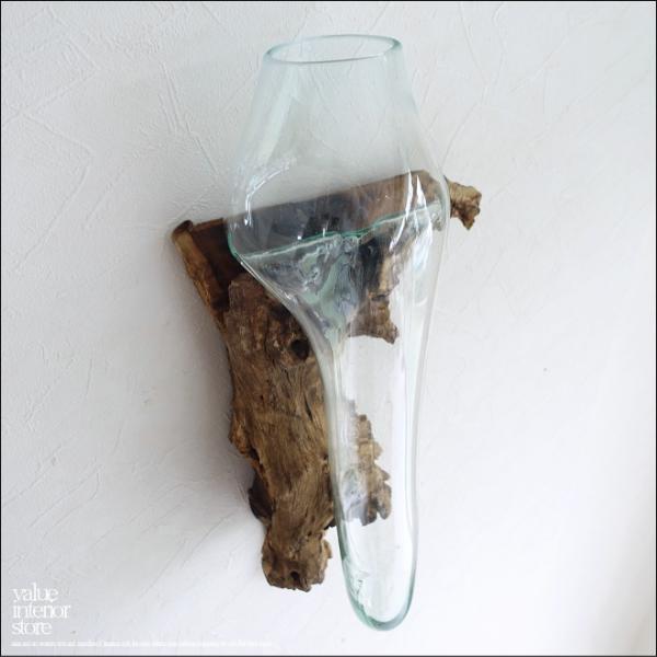 硝子フラワーベースwall/01 花瓶 プリミティブガラスベース 壁掛け 一輪挿し 吹きガラス 手づ...