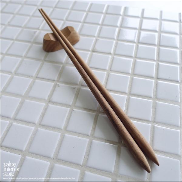 チーク無垢材 お箸 &amp; お箸置きセット 丸箸 木製箸 おはし 無垢材カトラリー 手作り 木工 ナチュ...