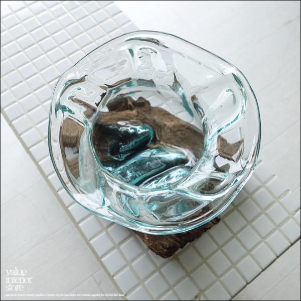 硝子フラワーベースTuli/07 花瓶 メダカ鉢 めだか鉢 プリミティブガラスベース 吹きガラス 手...