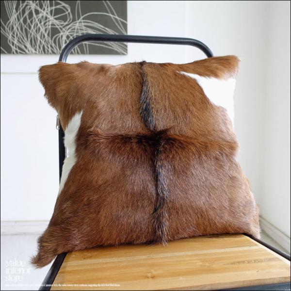 毛皮クッションカバー PUTI-03 天然皮革 北欧 本皮 レザー 正方形 手作り レトロ調 エスニ...