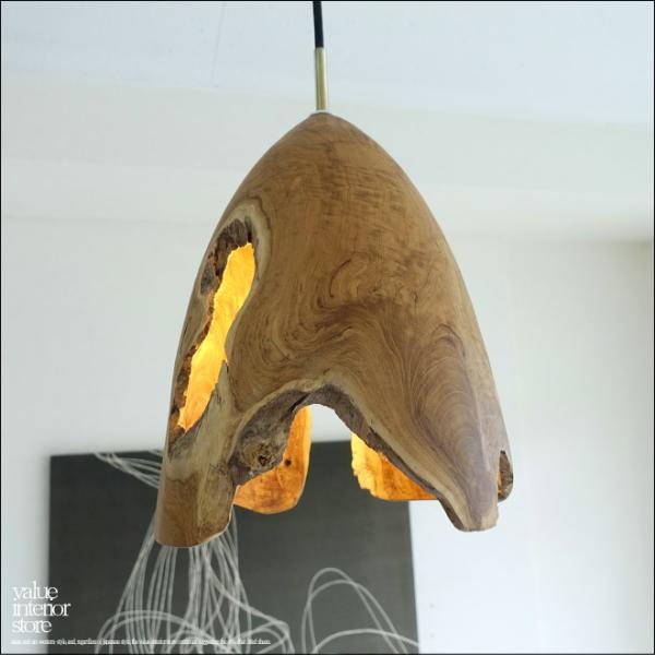 チーク無垢材 ペンダントライトKrebN03 天井照明 照明器具 ランプシェード 明かり 吊り下げ灯...