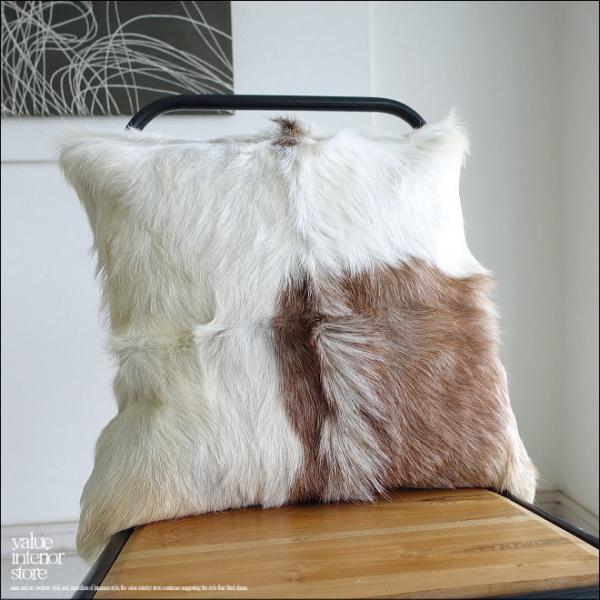 毛皮クッションカバー PUTI-07 天然皮革 北欧 本皮 レザー 正方形 手作り レトロ調 エスニ...