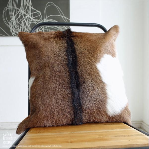 毛皮クッションカバー PUTI-09 天然皮革 北欧 本皮 レザー 正方形 手作り レトロ調 エスニ...