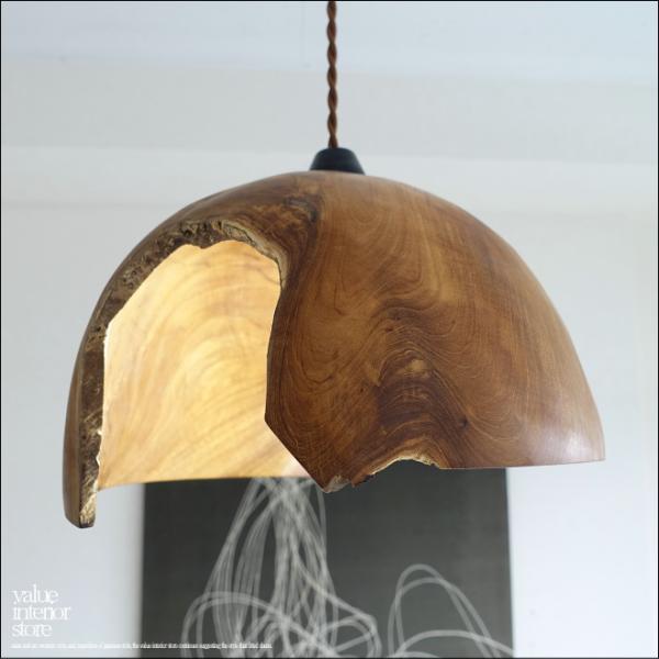 チーク無垢材 ペンダントライトkugel/01 天井照明 照明器具 ランプシェード 吊り下げ灯 明か...