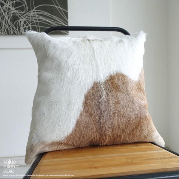 毛皮クッションカバー PUTI-15 天然皮革 北欧 本皮 レザー 正方形 手作り レトロ調 エスニ...