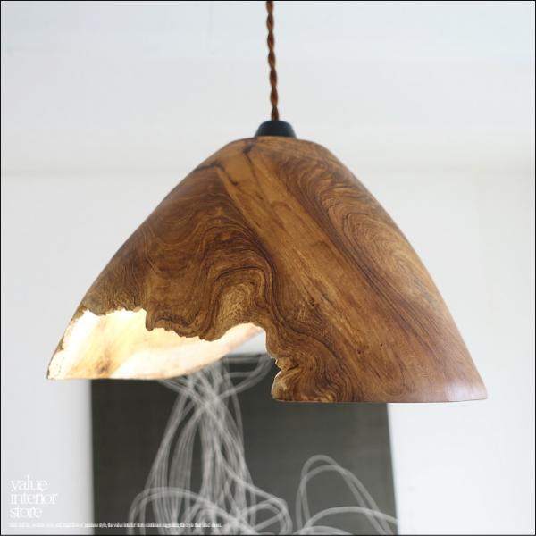 チーク無垢材 ペンダントライトkugel/04 天井照明 照明器具 ランプシェード 吊り下げ灯 明か...