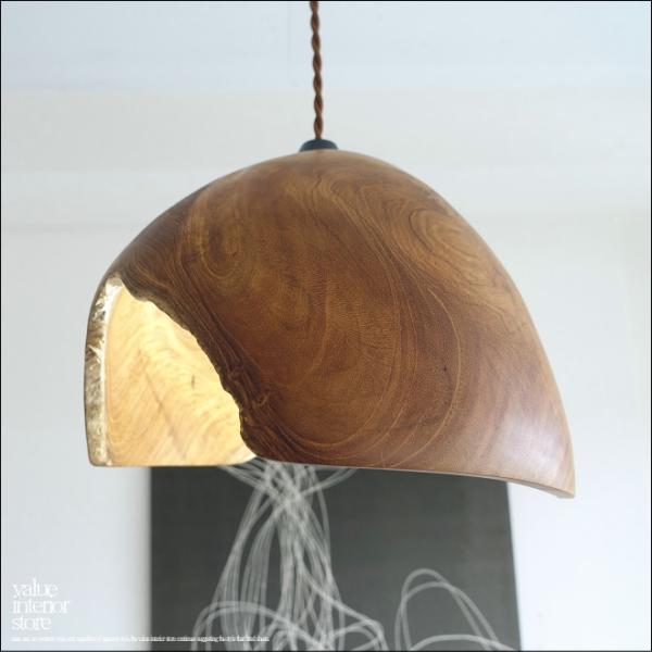 チーク無垢材 ペンダントライトkugel/05 天井照明 照明器具 ランプシェード 吊り下げ灯 明か...