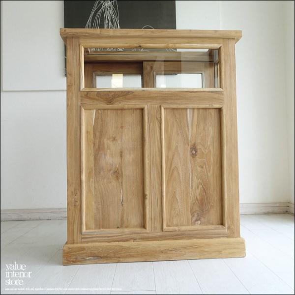 「　U 様　サイズオーダーカウンター　」チーク総無垢 ショーケースカウンターNatla80 ガラスケ...